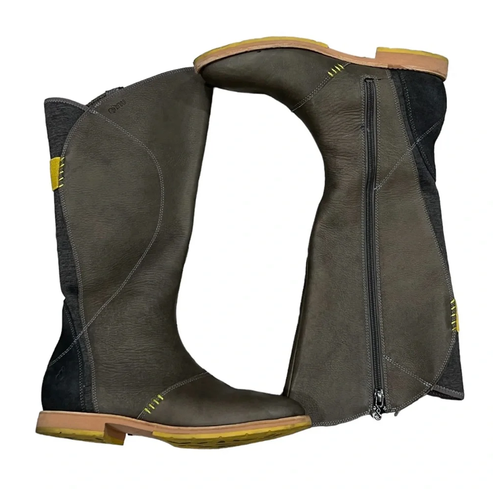 AHNU Helena Pewter Tall Leather Boots